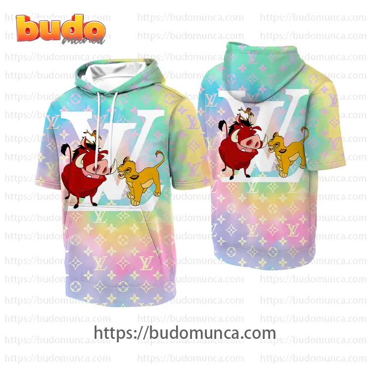 Louis vuitton and the lion king hooded short sleeve t-shirt gift uninque for kid man women